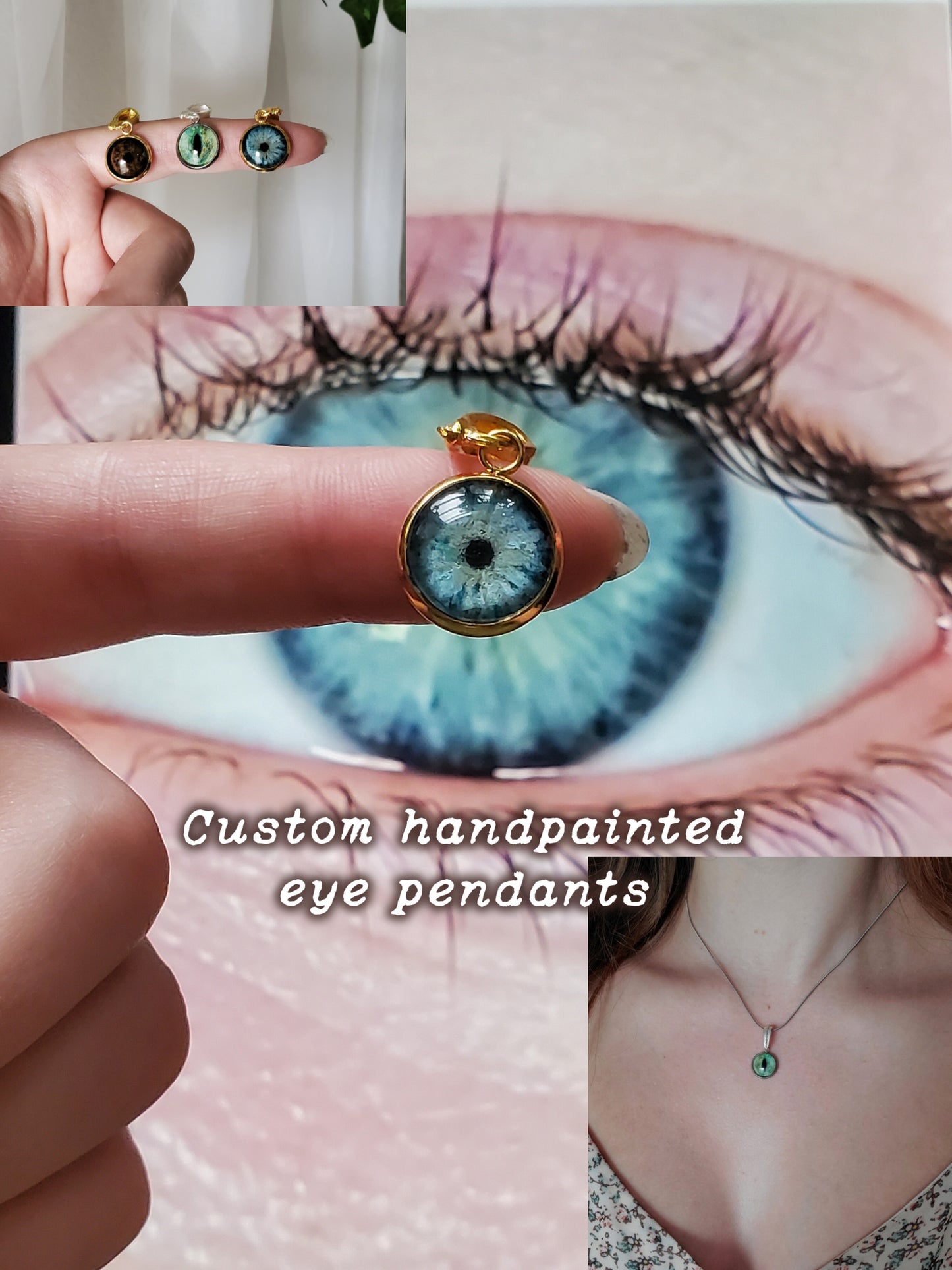 Custom Hand Painted Eye Pendant Necklace